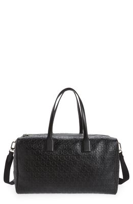 Salvatore Ferragamo Borsone Morbido Embossed Leather Duffle Bag in Nero