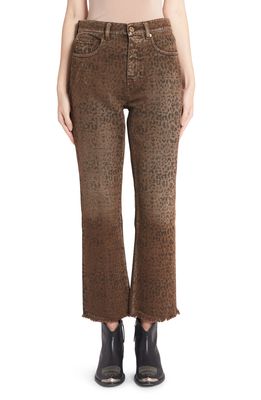 Golden Goose Deena Leopard Print Crop Raw Edge Jeans in Leopard Tannin/black