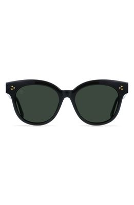 RAEN Nikol 52mm Polarized Round Sunglasses in Crystal Black /Green Polar