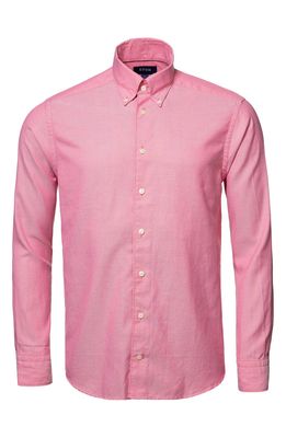 Eton Slim Fit Oxford Cotton Blend Dress Shirt in Medium Pink