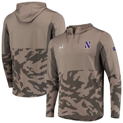 Men's Under Armour Olive Northwestern Wildcats Military Appreciation Quarter-Zip Pullover Performance Hoodie Jacket