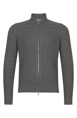 John Smedley Men's Blur Cable Zip Sweater in Cobble Grey