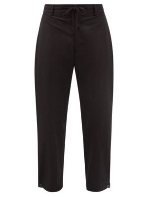 3man - Drawstring-waist Cotton-broadcloth Trousers - Mens - Black