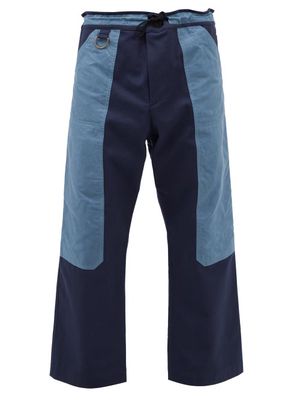 Nicholas Daley - Colour-block Waxed-cotton Trousers - Mens - Navy Multi