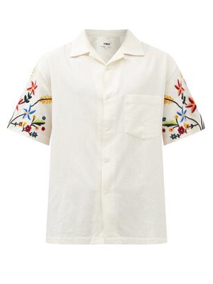 YMC - Idris Floral-embroidered Cotton-blend Shirt - Mens - White Multi