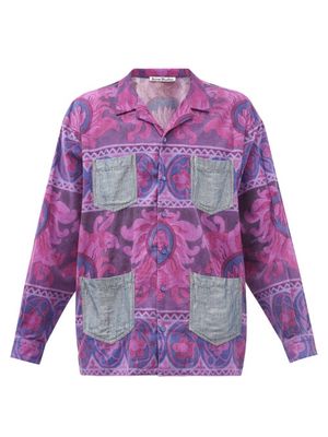 Acne Studios - Succil Floral-print Cotton-needlecord Shirt - Mens - Purple