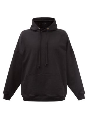 3man - Floral-patch Cotton-jersey Hooded Sweatshirt - Mens - Black