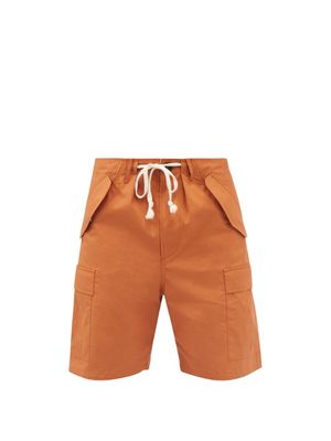 3man - Cargo-pocket Cotton-broadcloth Shorts - Mens - Orange Multi