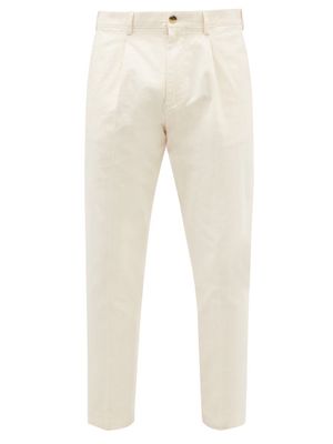 Paul Smith - Pleated Cotton-blend Twill Chinos - Mens - Cream