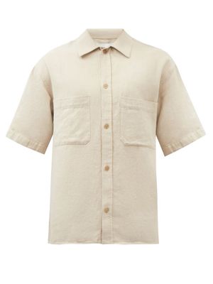 Frame - Cotton-canvas Short-sleeved Shirt - Mens - Beige