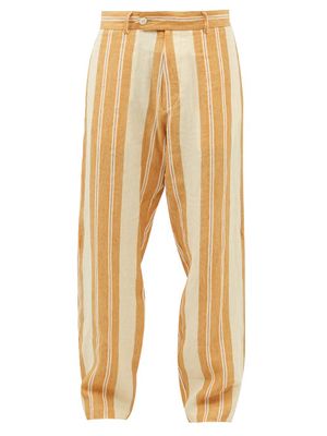 Nicholas Daley - Striped Linen Trousers - Mens - Orange Multi