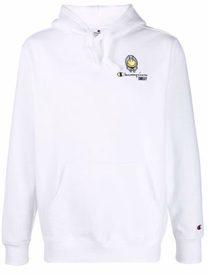 Champion x Smiley embroidered-logo jersey hoodie - White