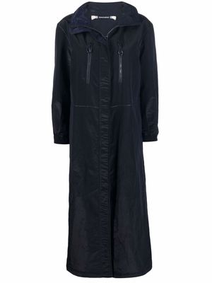 Giorgio Armani high-neck zip-up long coat - Blue