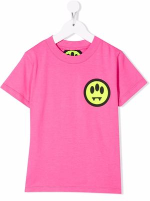 Barrow kids smiley logo-print T-shirt - Pink