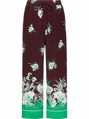 Valentino floral pattern palazzo trousers - Brown