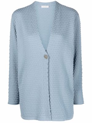 Le Tricot Perugia textured button-front cardigan - Blue