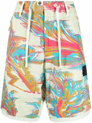 Stone Island Shadow Project marbled-print bermuda shorts - Green