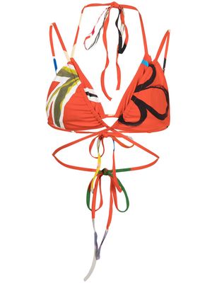 Monse floral-print string bikini top - Orange