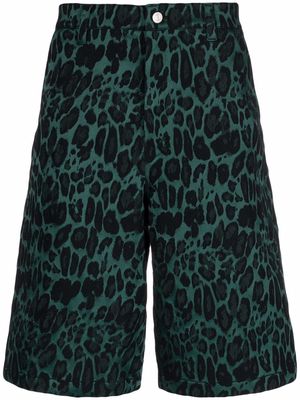 Andersson Bell leopard-print tailored shorts - Green