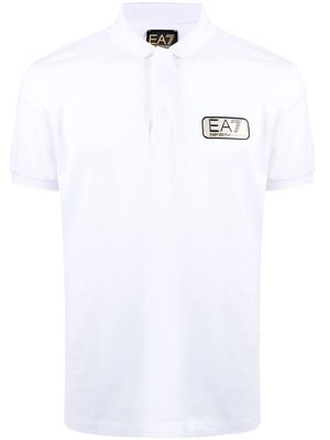 Ea7 Emporio Armani logo-patch cotton polo shirt - White