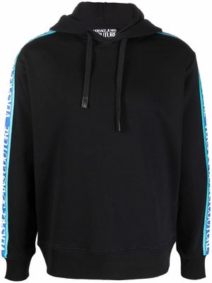 Versace Jeans Couture logo trim hooded sweatshirt - Black