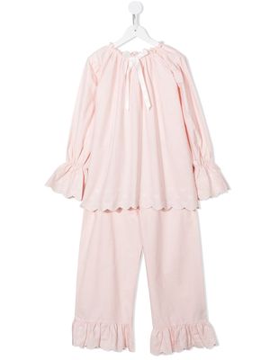 Amiki TEEN ruffled cotton trousers - Pink