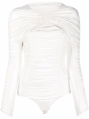 Isa Boulder gathered long-sleeve bodysuit - White