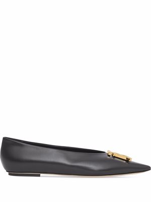 Burberry monogram motif pointed-toe ballerina shoes - Black