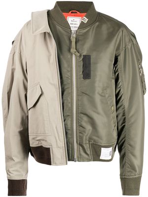 Maison Mihara Yasuhiro layered bomber jacket - Brown