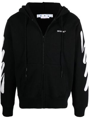 Off-White Wave diag print zip-up hoodie - Black