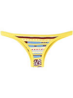 Laneus embroidered colour-block bikini bottoms - Yellow