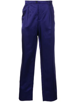 Saint Laurent mid-rise silk straight leg trousers - Purple