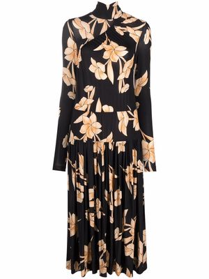 colville floral-print high-neck dress - Black
