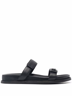 Emporio Armani double-strap leather sandals - Black