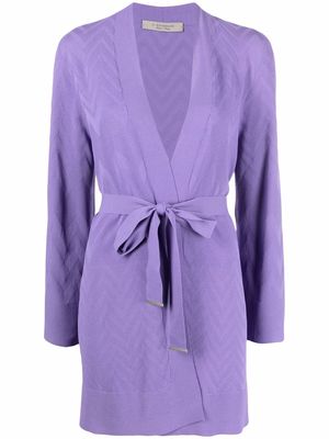 D.Exterior tie-fastening knitted cardigan - Purple