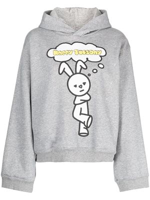 Natasha Zinko graphic-print pullover hoodie - Grey