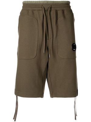C.P. Company Diagonal Raised web-tassel track shorts - Green