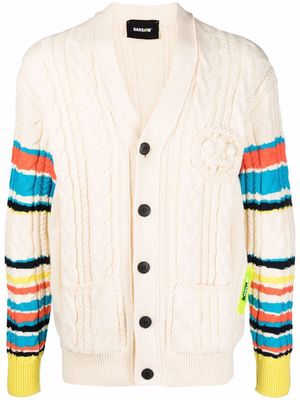 BARROW striped cable-knit cardigan - Neutrals