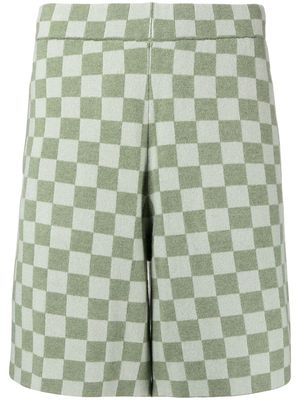 BODE checkerboard-knit wool shorts - Green