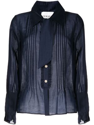 Edward Achour Paris bib-collar pleated blouse - Blue