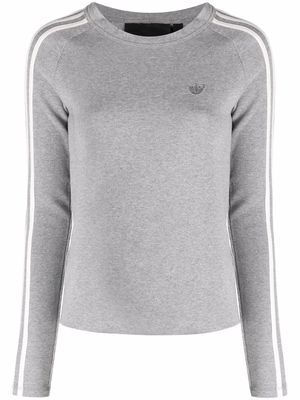 adidas striped-edge logo-patch sweatshirt - Grey
