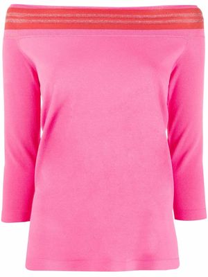 D.Exterior off-shoulder long-sleeved top - Pink