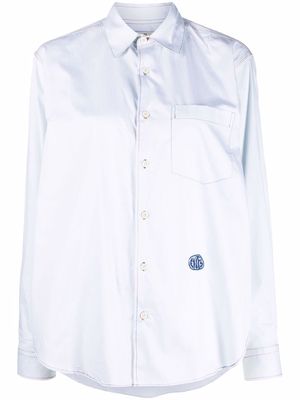 Eytys logo patch cotton shirt - Blue