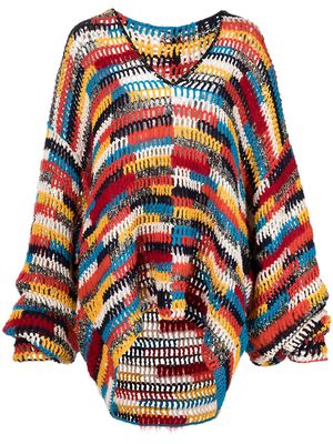 Monse crochet-knit colourblock hoodie - Multicolour