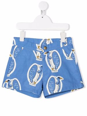 Mini Rodini penguin-print shorts - Blue