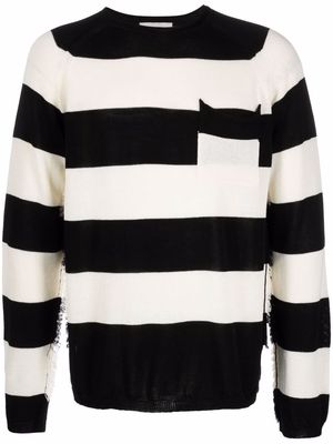 Laneus stripe-print cotton jumper - Black