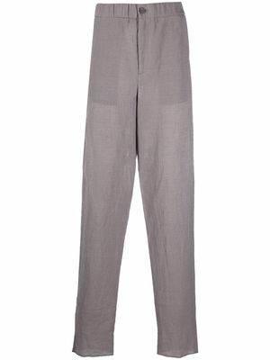 Giorgio Armani straight-leg cotton-linen trousers - Grey