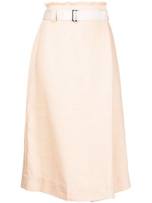 Agnona belted high-waist wrap skirt - Orange