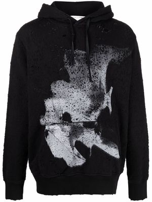 1017 ALYX 9SM distressed graphic-print cotton hoodie - Black