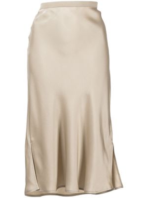ANINE BING Erin slit-detail silk skirt - Neutrals